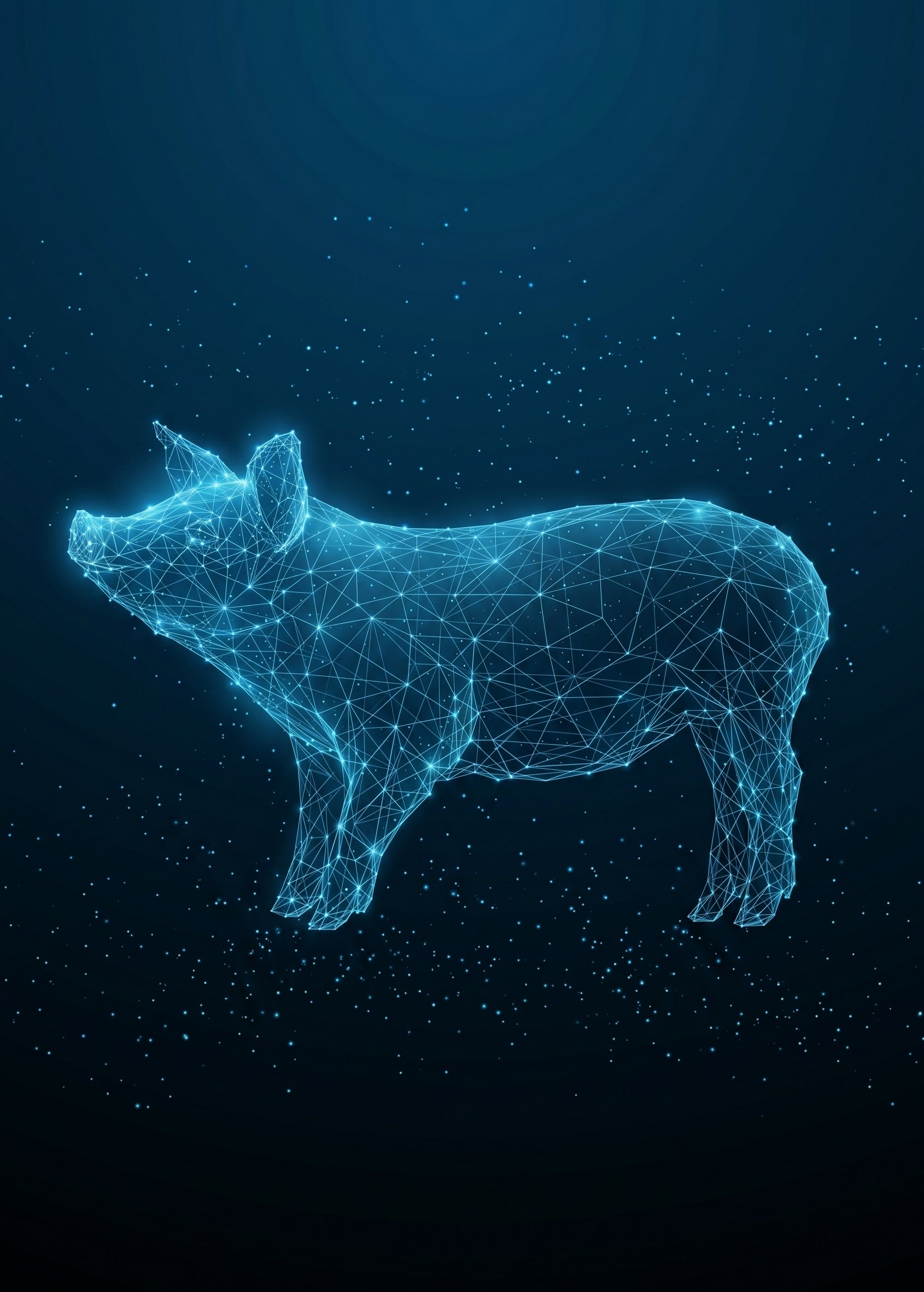 Schwein als digitales Wireframe — genetisches Modell